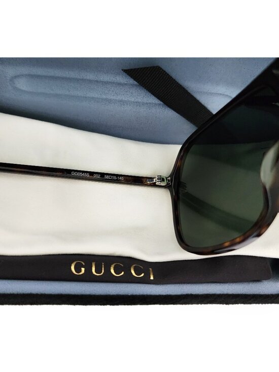 Gucci GG0545S 002 58mm Square Pilot Aviator Sunglasses Havana Green - Italy Made main image 4